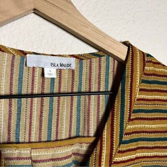 Isla Maude v neck striped bohemian tie front womens blouse size small - Picture 6 of 7